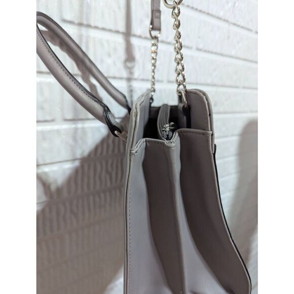 Nine West Women's Gray Solid Square Satchel With Shoulder Strap Handbag - Picture 4 of 6